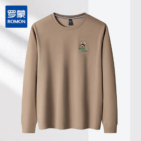 【弹力舒适】罗蒙春秋男装卫衣时尚绣花卫衣男士时尚休闲百搭圆领长袖t恤上衣
