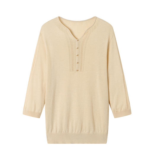 新中式针织衫，复古七分袖宽松t恤衫春秋新款小衫外穿套头卫衣CC-16-6821 商品图4