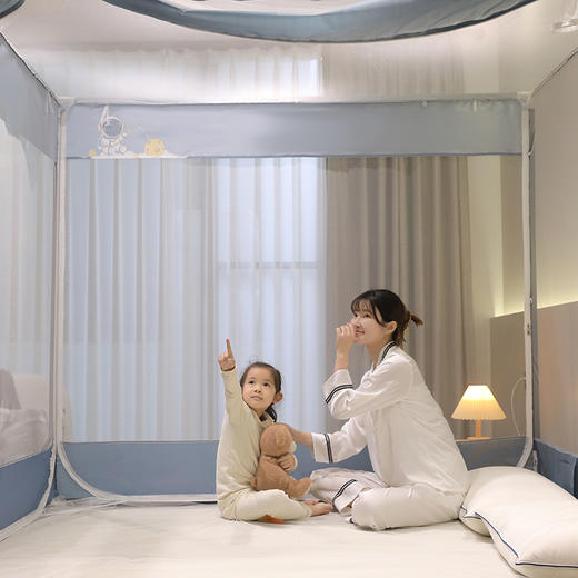 自然醒防摔蚊帐家用卧室免安装蒙古包支架婴儿童防止掉床帘遮光2302HH 商品图10