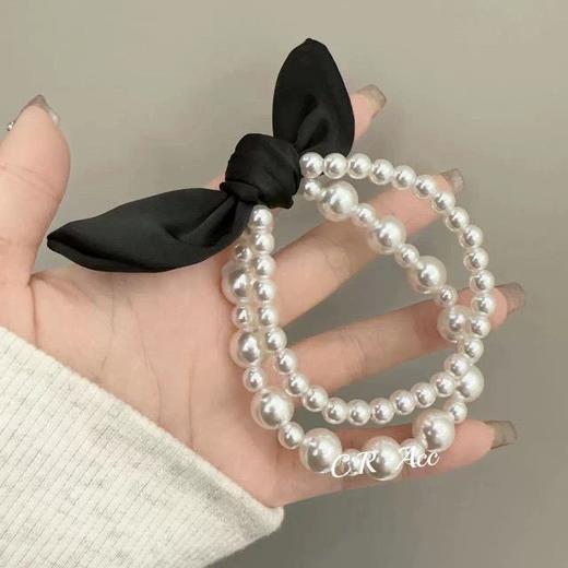 蝴蝶结珍珠扎发绳网红飘带发圈新款少女夏季皮筋头绳带飘带 商品图6