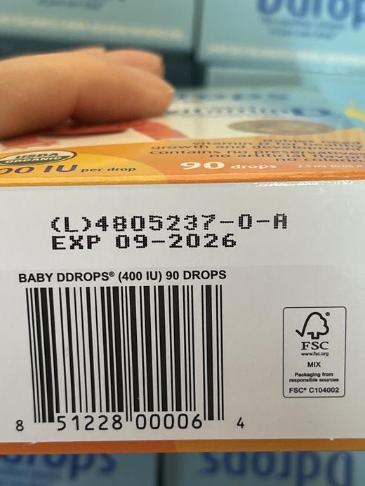 Baby Ddrops维生素D3滴液 纯天然植物提取,2.5ml 90滴 3个月的量！美国代购，无中文标签，介意慎拍! M 商品图7