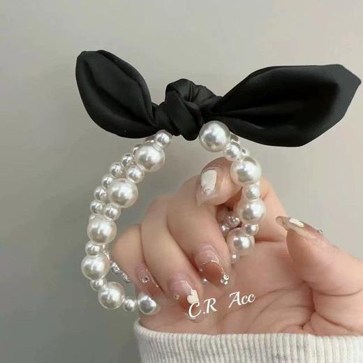 蝴蝶结珍珠扎发绳网红飘带发圈新款少女夏季皮筋头绳带飘带 商品图2