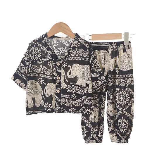 【新款亲子装家居服】绵绸儿童家居服套装 夏季薄款睡衣 男女童时尚空调服 商品图4