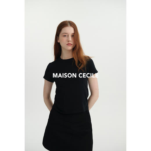 MAISON CECILE必入/真丝羊毛棉经典三色合身显比例好版型T恤上衣 商品图2