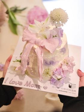 粉蝴蝶鲜花蛋糕（表面鲜花不可食用）