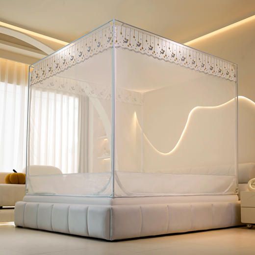 自然醒母婴级床帘蚊帐家用卧室遮光防摔一体式高级坐床2301HH 商品图4