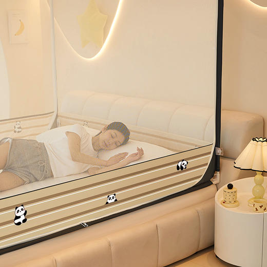 自然醒A类遮光蚊帐家用卧室儿童防摔床笠款蚊账免安装床幔带防尘顶2401HH 商品图6