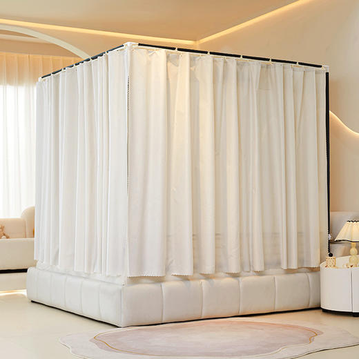 自然醒A类遮光蚊帐家用卧室儿童防摔床笠款蚊账免安装床幔带防尘顶2401HH 商品图3