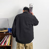 徐太浪日系简约纯色长袖衬衫男春秋宽松休闲百搭大码尖领衬衣外套 商品缩略图3