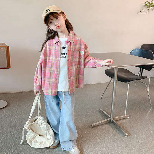 【亲子装全棉外套】春夏新品全棉格子衬衫外套  薄款纯棉柔软甜美休闲衬衫 商品图3