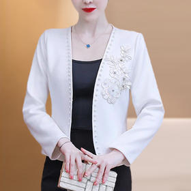 收腰小西装短外套春款中年妈妈外搭开衫配旗袍裙子HY-23-8-7