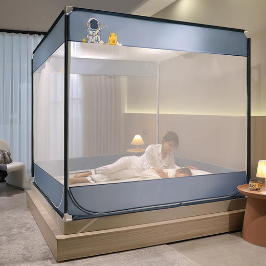 自然醒防摔蚊帐家用卧室免安装蒙古包支架婴儿童防止掉床帘遮光2302HH 商品图5