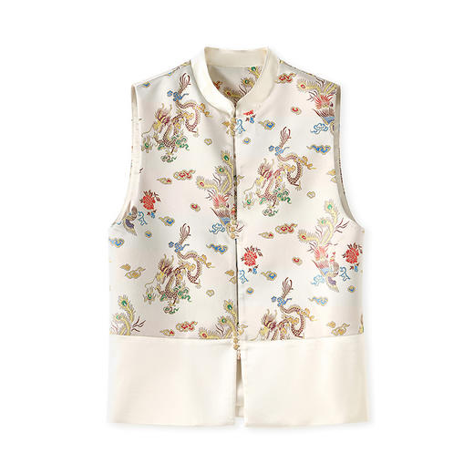 新中式高质感，醋酸龙图提花缎复古显瘦宽松马甲外套WLZD-2405201 商品图4