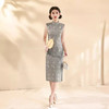 春夏新款，改良旗袍无袖气质年轻款灰色中长款旗袍XL-24006 商品缩略图4