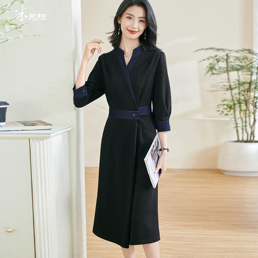 剩S 米思阳2026春季新款时尚设计感拼接连衣裙修身显瘦七分袖裙子0635 商品图0