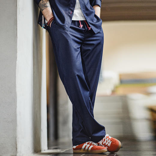 工装优选美式复古仿天丝牛仔裤皮特套装宽松垂感休闲直筒裤男春季 商品图0