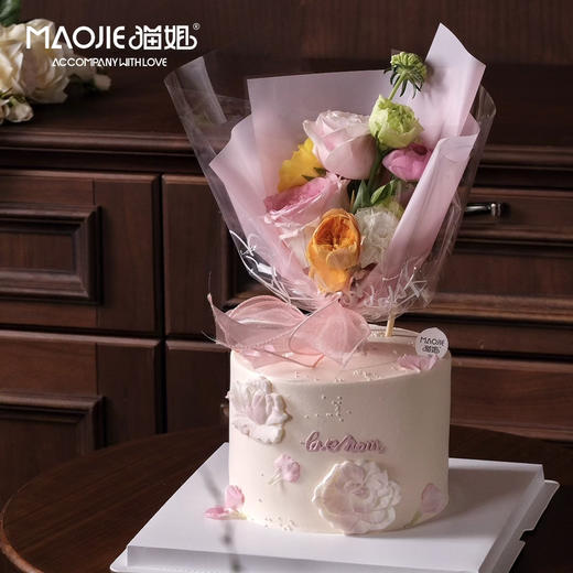 鲜花蛋糕-一束优雅（花材根据市场情况随机）s-c1 商品图0