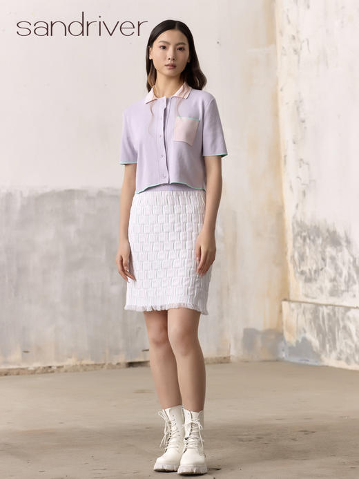 精梳棉针织短款开衫SJS96W013A 商品图2