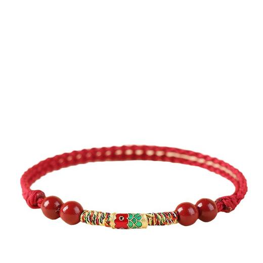 「数款可选！幸运锦鲤手链」上岸手绳女生朱砂脚链男款红绳编织绳简约礼物潮时尚饰品 商品图4