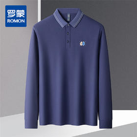 14LP3700114LP37001【仿丝光】罗蒙春秋男士提花领polo衫男长袖t恤男商务男士polo衫长袖