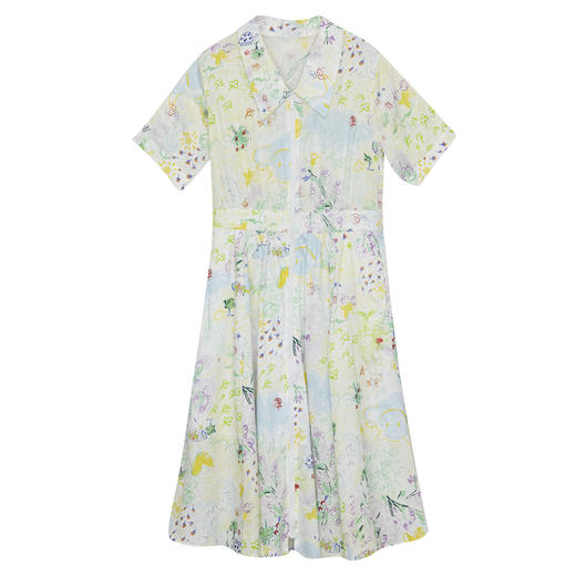 谜底POLO领连衣裙短袖女2024夏新款文艺小清新碎花长裙246ML9008 商品图4