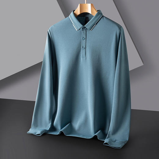 【桑蚕丝混纺】罗蒙春秋男士商务polo衫男长袖时尚舒适翻领百搭长袖t恤男 商品图5