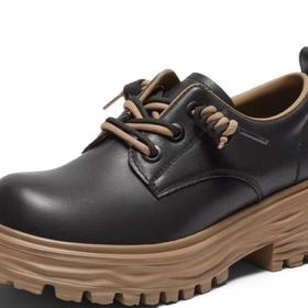 2楼天美意女鞋BI011学院厚底乐福鞋英伦小皮鞋