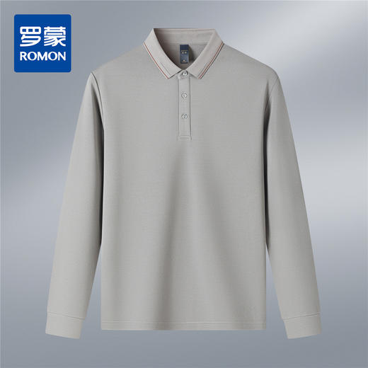 【桑蚕丝混纺】罗蒙春秋男士商务polo衫男长袖时尚舒适翻领百搭长袖t恤男 商品图3
