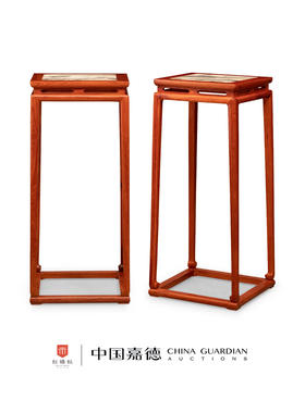 红桥红  家具严选  缅甸花梨（大果紫檀）【石面 90明式托泥束腰 花架】