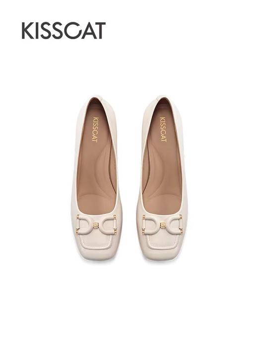KISSCAT接吻猫2024年新款气质法式中跟鞋温柔通勤粗跟单鞋 商品图5
