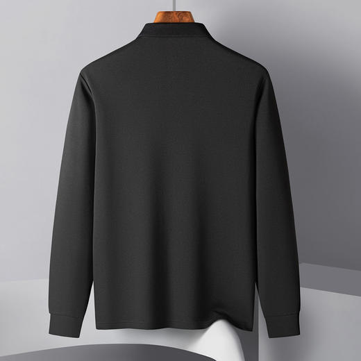 【桑蚕丝混纺】罗蒙春秋男士撞色拼接polo衫男长袖时尚翻领百搭长袖t恤男 商品图8