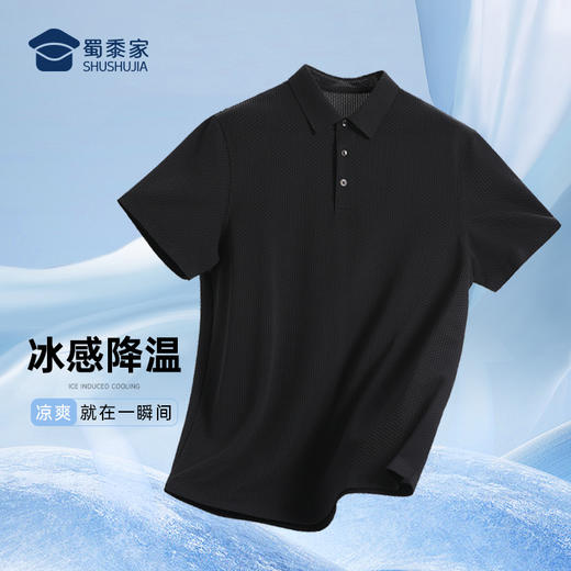 【竹节气泡冰丝凉感短袖polo衫/清仓】通勤弹力短袖T恤 休闲冰感上衣POLO衫L003 商品图3