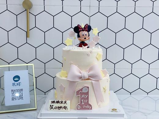 米妮蝴蝶结翻糖周岁蛋糕（数字1可更改，请备注） 商品图0