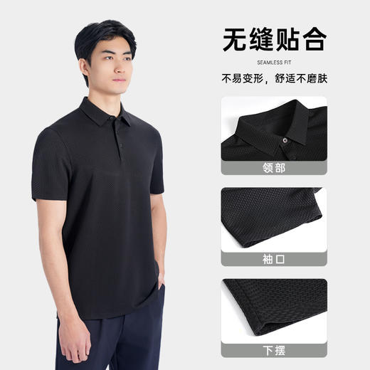 【竹节气泡冰丝凉感短袖polo衫/清仓】通勤弹力短袖T恤 休闲冰感上衣POLO衫L003 商品图6