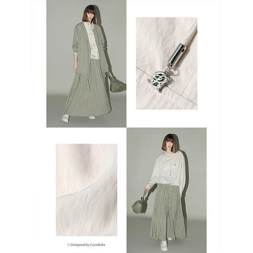 COCOBELLA设计感荡领轻薄遮阳外套休闲工装风抽绳卫衣SC7017 商品图2