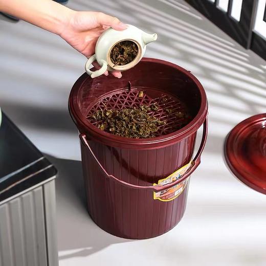 圆形茶渣桶 1个 茶盘排水桶茶台下水垃圾桶功夫茶具配件开盖隔渣茶水桶 商品图1