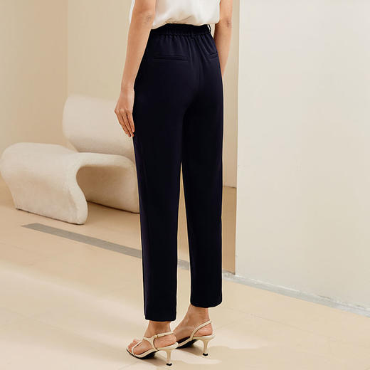 玳莎简约基础款九分小脚裤女 新款松紧腰上班烟管裤休闲裤  EA36307 商品图3