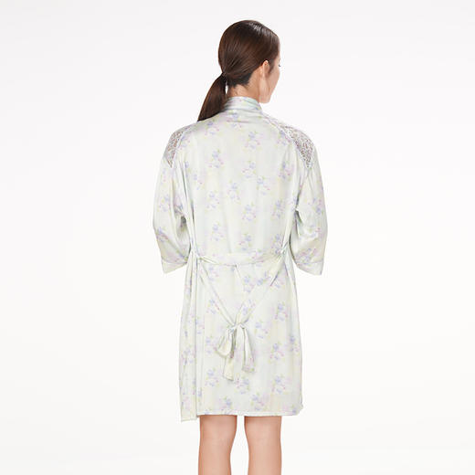 都市丽人生活家居春夏睡衣女冰雪丝印花家居服薄款吊带裙+外袍女士丝质套装LH44A6 商品图7