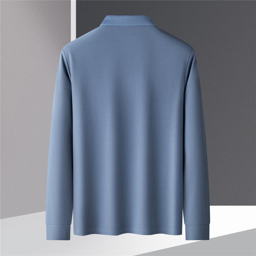 罗蒙春秋男士仿丝光长袖t恤男商务男士polo衫男长袖上衣男 商品图8