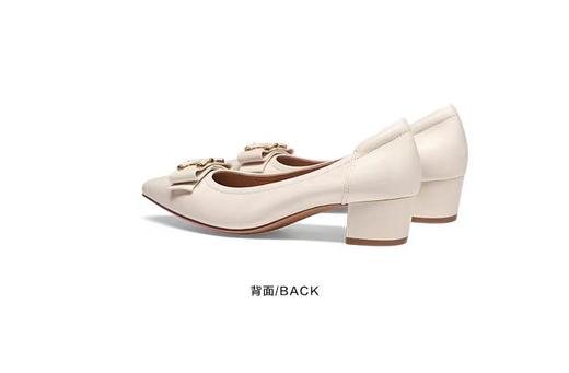 KISSCAT接吻猫2024年新款粗跟舒适气质饺子鞋蝴蝶结通勤单鞋 商品图10