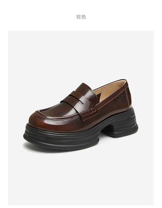 他她英伦厚底乐福鞋女一脚蹬单鞋小皮鞋2024春 商品图5