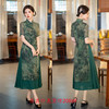 SYK20乔其纱长款奥黛短袖旗袍裙2024春夏款时尚改良民族风高考妈妈旗袍 商品缩略图1