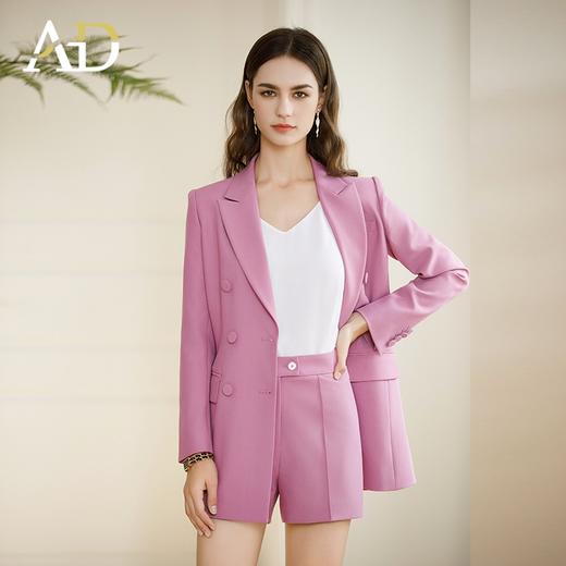 AD春季西装套装女2024新款紫色双排扣外套高级感正装职业装短裤 商品图1