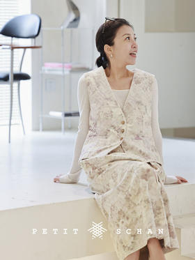 PETIT SCHAN小闪 CLO#206 flowers in fog 雾里看花 意大利进口立绒印花面料马甲