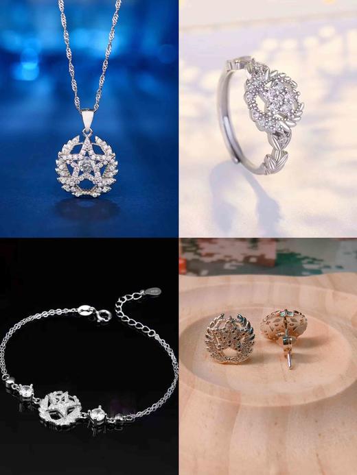 【携手系列】新款925银锆石项链手链耳钉戒指ss 商品图1