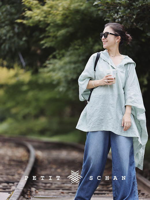 PETIT SCHAN小闪  CLO#312 Fresh Breeze  林下清风 高支纯苎麻连帽轻盈透气山系斗篷防晒上衣 商品图3