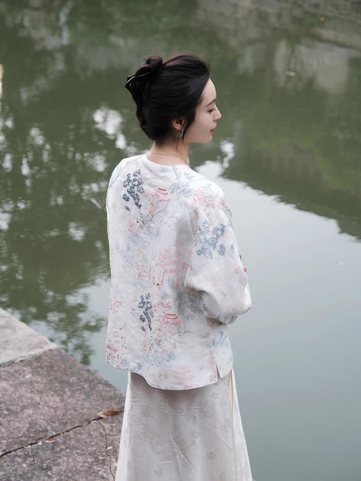 微瑕秒杀| 盛唐牡丹 | 真丝绡如意湖亭手推绣外套正反两面穿 [特价品](特殊商品不退不换) 商品图3