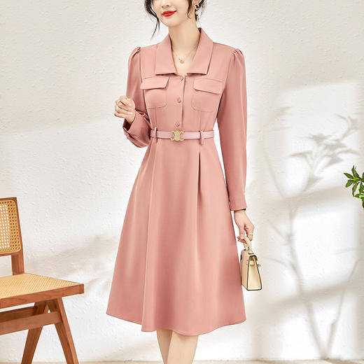 春新品通勤简约百搭显气质收腰连衣裙WLZD2401705 商品图0