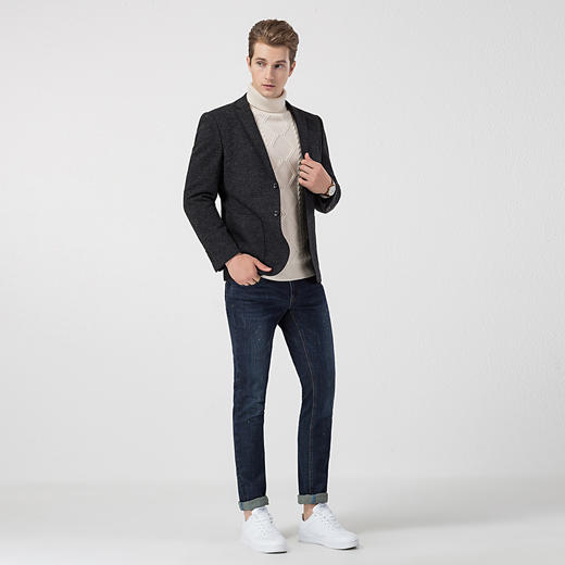 罗蒙秋冬男装小西装外套男士商务休闲磨毛单西服爸爸装西服外套 商品图3