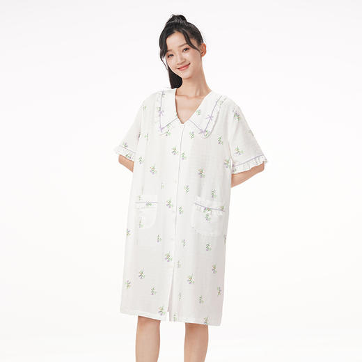 都市丽人生活家居春夏睡衣女软绵绵家居服薄款短袖裙女士软绵绵睡裙LH46C5 商品图1